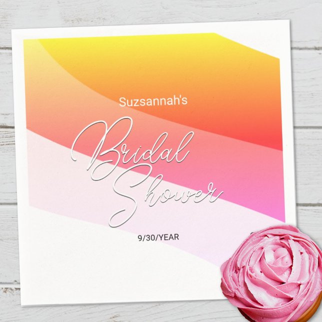 Tropical Orange Pink Shades Horizontal Streams  Napkin (Creator Uploaded)