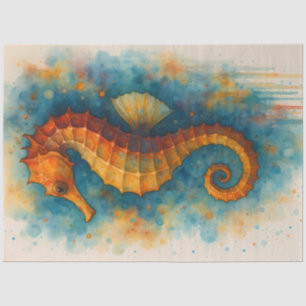 Tropical Orange Seahorse Watercolor Ocean Nautical Tissue Paper