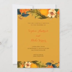 Tropical Oranges and Flowers Orange Wedding  Invitation