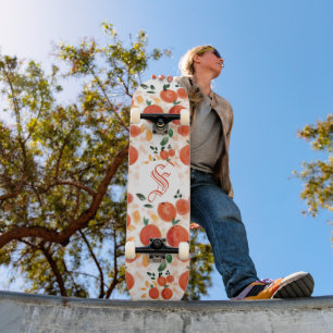 Tropical Oranges and Leaves Pattern Skateboard