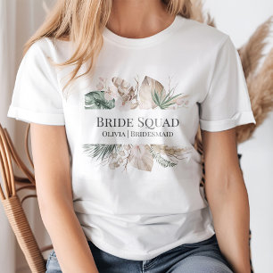 Tropical Orchid and Monstera Bride Squad T-Shirt
