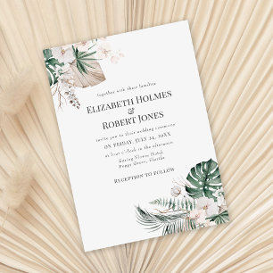 Tropical Orchid and Monstera Wedding Invitation