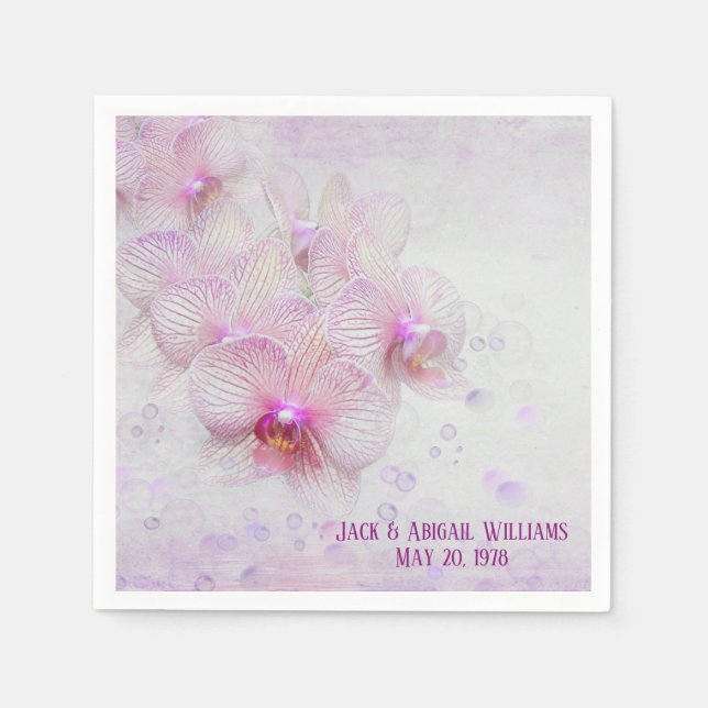 tropical orchid blossoms with bubbles napkin (Front)