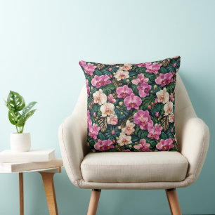 Tropical Orchid Botanical Elegance Cushion
