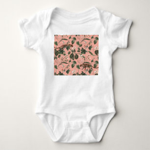 Tropical orchid, butterflies: exotic watercolor. baby bodysuit