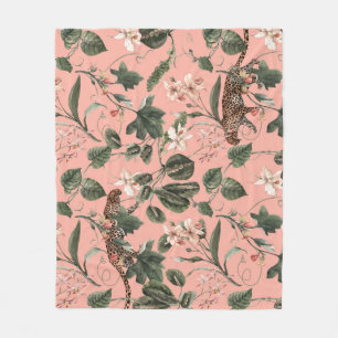 Tropical orchid, butterflies: exotic watercolor. fleece blanket