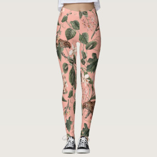 Tropical orchid, butterflies: exotic watercolor. leggings