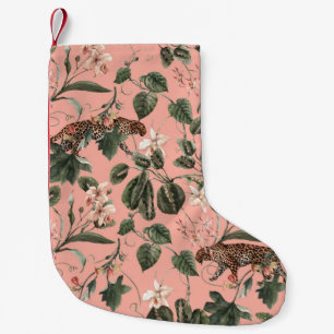 Tropical orchid, butterflies: exotic watercolor. small christmas stocking