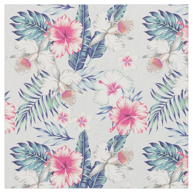 Tropical Orchid Floral Pattern Fabric (Close Up)