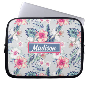 Tropical Orchid Floral Pattern Laptop Sleeve