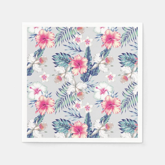 Tropical Orchid Floral Pattern Napkin (Front)