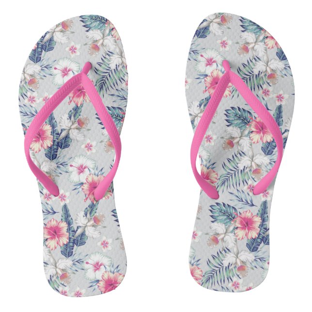 Tropical Orchid Floral Pattern Thongs (Footbed)