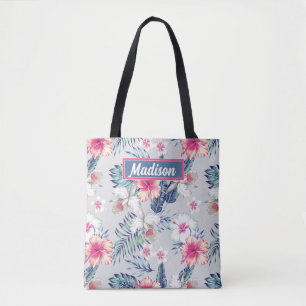 Tropical Orchid Floral Pattern Tote Bag