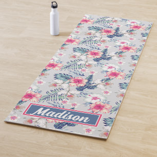 Tropical Orchid Floral Pattern Yoga Mat