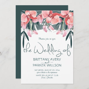 Tropical Orchid Floral Wedding Invitation