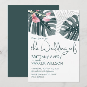Tropical Orchid Floral Wedding Invitation
