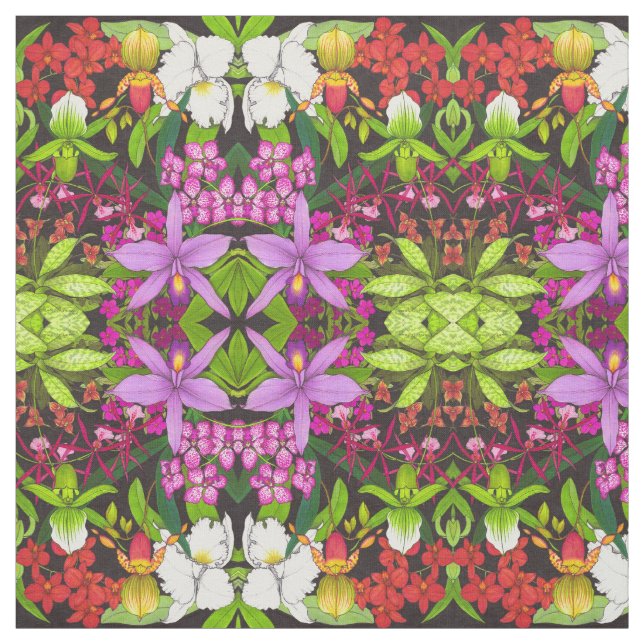 Tropical Orchid Flower Garden Fabric (Swatch)