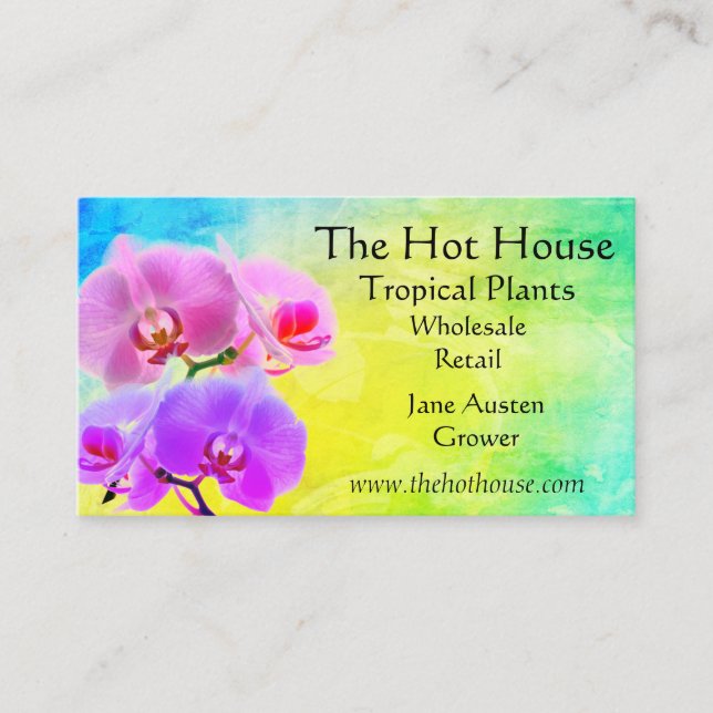 Tropical Orchid Flowers Florist Nursery Business Card (Front)