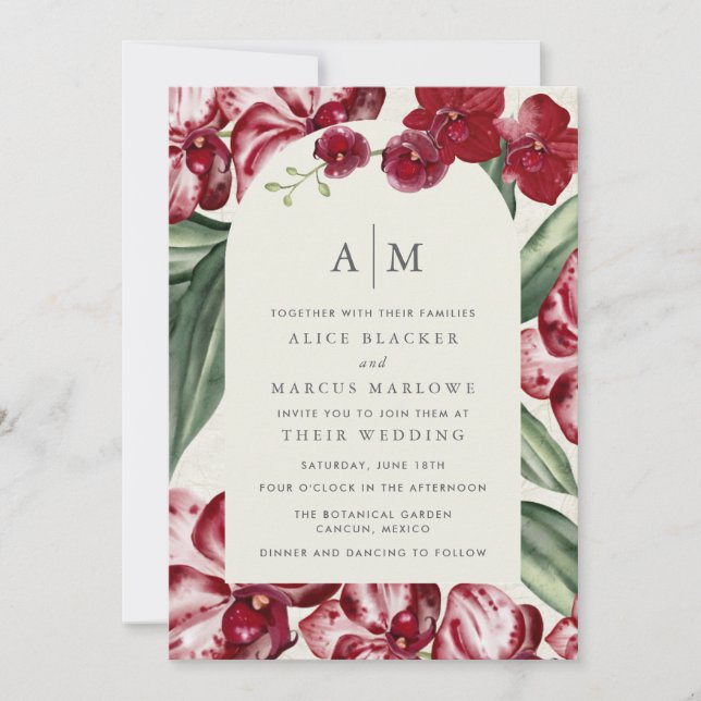Tropical Orchid Hawaiian Island Wedding  Invitation (Front)
