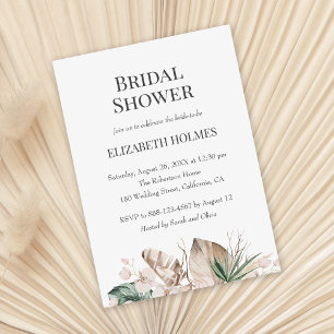 Tropical Orchid Monstera Bridal Shower Invitation