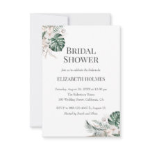 Tropical Orchid Monstera Bridal Shower Invitation