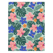 Tropical Orchid & Monstera Floral Pattern