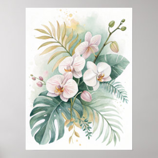 Tropical Orchid Monstera Print | White Orchid.