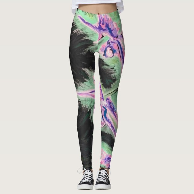 'Tropical Orchid' Painting on a  Leggings (Front)