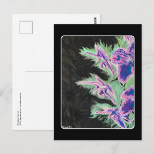 'Tropical Orchid' Painting on a  Postcard