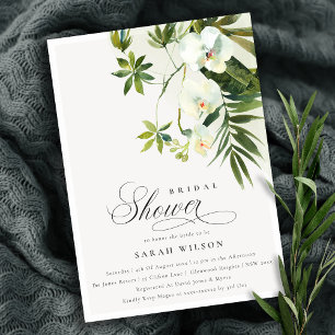 Tropical Orchid Palm Fauna Bridal Shower Invite