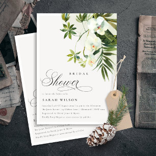 Tropical Orchid Palm Fauna Bridal Shower Invite