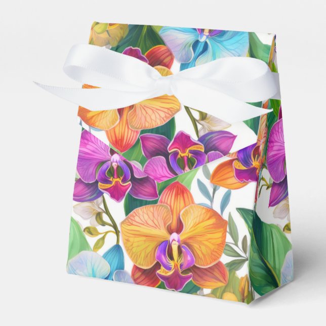 Tropical orchid pattern favour boxes (Front Side)
