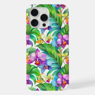 Tropical orchid pattern iPhone 15 pro max case