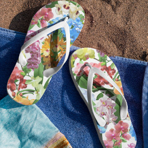 Tropical Orchid Pattern Thongs
