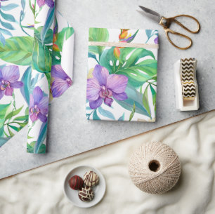 Tropical orchid pattern wrapping paper