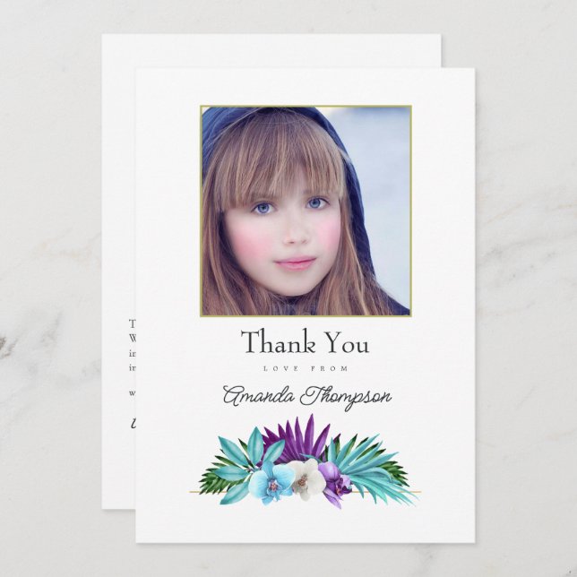 Tropical Orchid Photo Thank You Card (Front/Back)