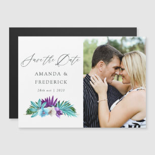 Tropical Orchids Geometric Save the Date Magnetic Invitation