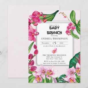 Tropical Orchids   Pink Floral Baby Shower Invitation