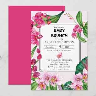 Tropical Orchids Pink Floral Baby Shower Invitation