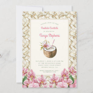 Tropical Orchids with Pina Colada Pool Party Invitation