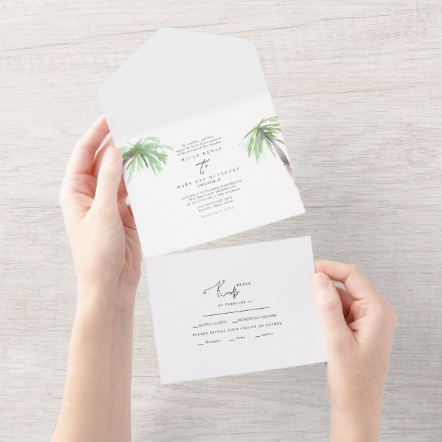 Tropical Palm All In One Invitation (Tearaway)