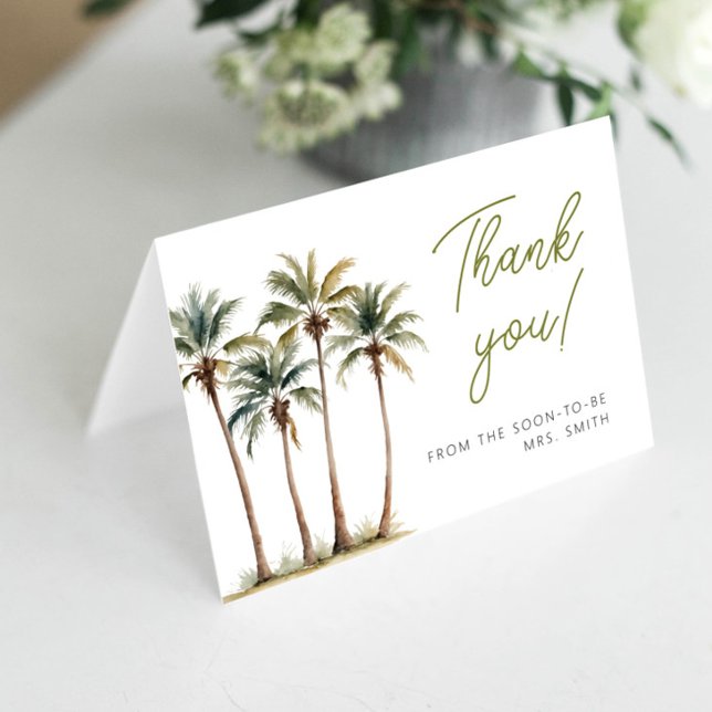 Tropical Palm And Beach Bridal Show Thank You Card (Creator Uploaded)