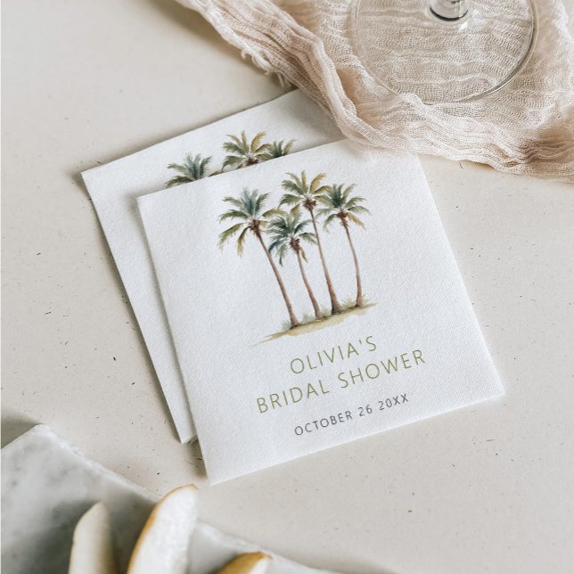 Tropical Palm And Beach Bridal Shower Napkins (Creator Uploaded)