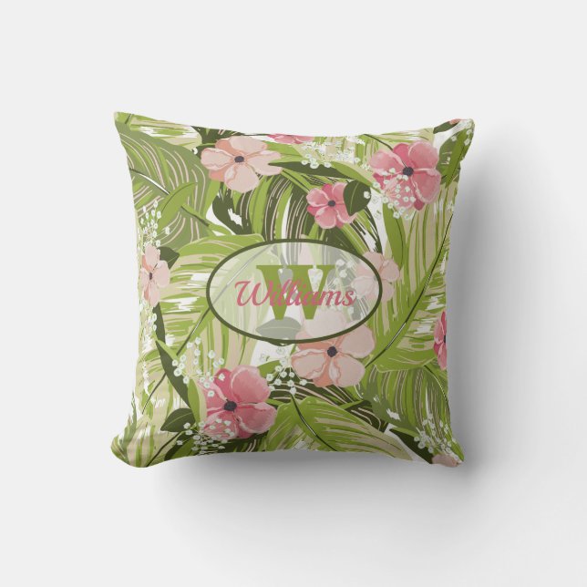 Tropical Palm and Plants Cushion (Front)
