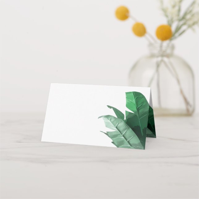 Tropical Palm Banana Leaf Place Card (Front)