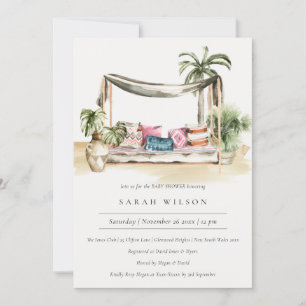 Tropical Palm Beach Cabana Baby Shower Invite