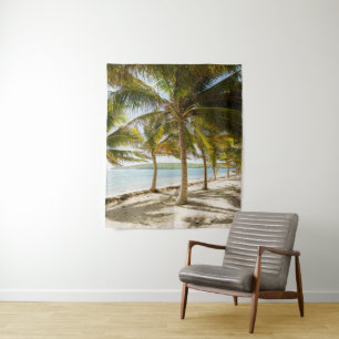 Tropical palm beach tapestry