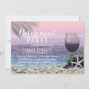Tropical Palm Beach Wine Retirement Party Invitation