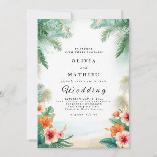 Tropical Palm Bloom Wedding Invitation