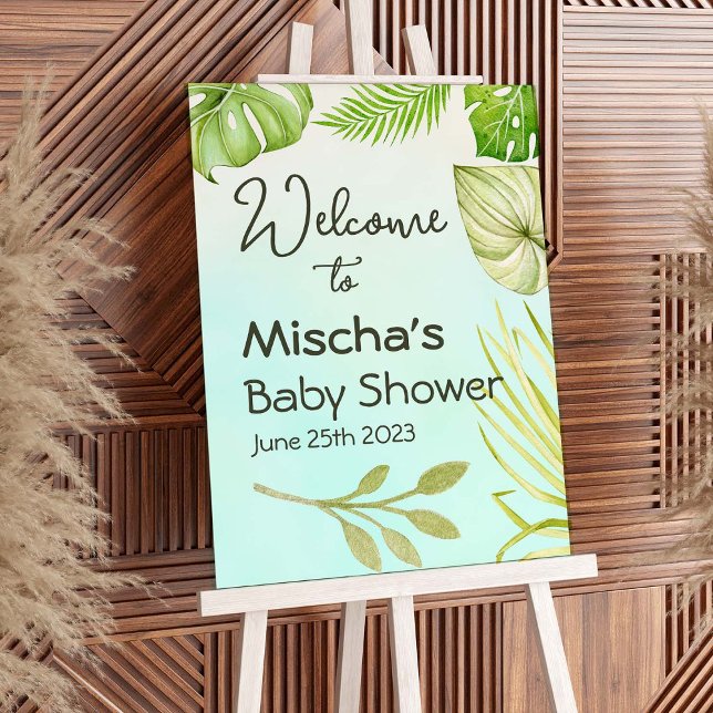 Tropical Palm Boy Baby Shower Welcome Sign  (Creator Uploaded)